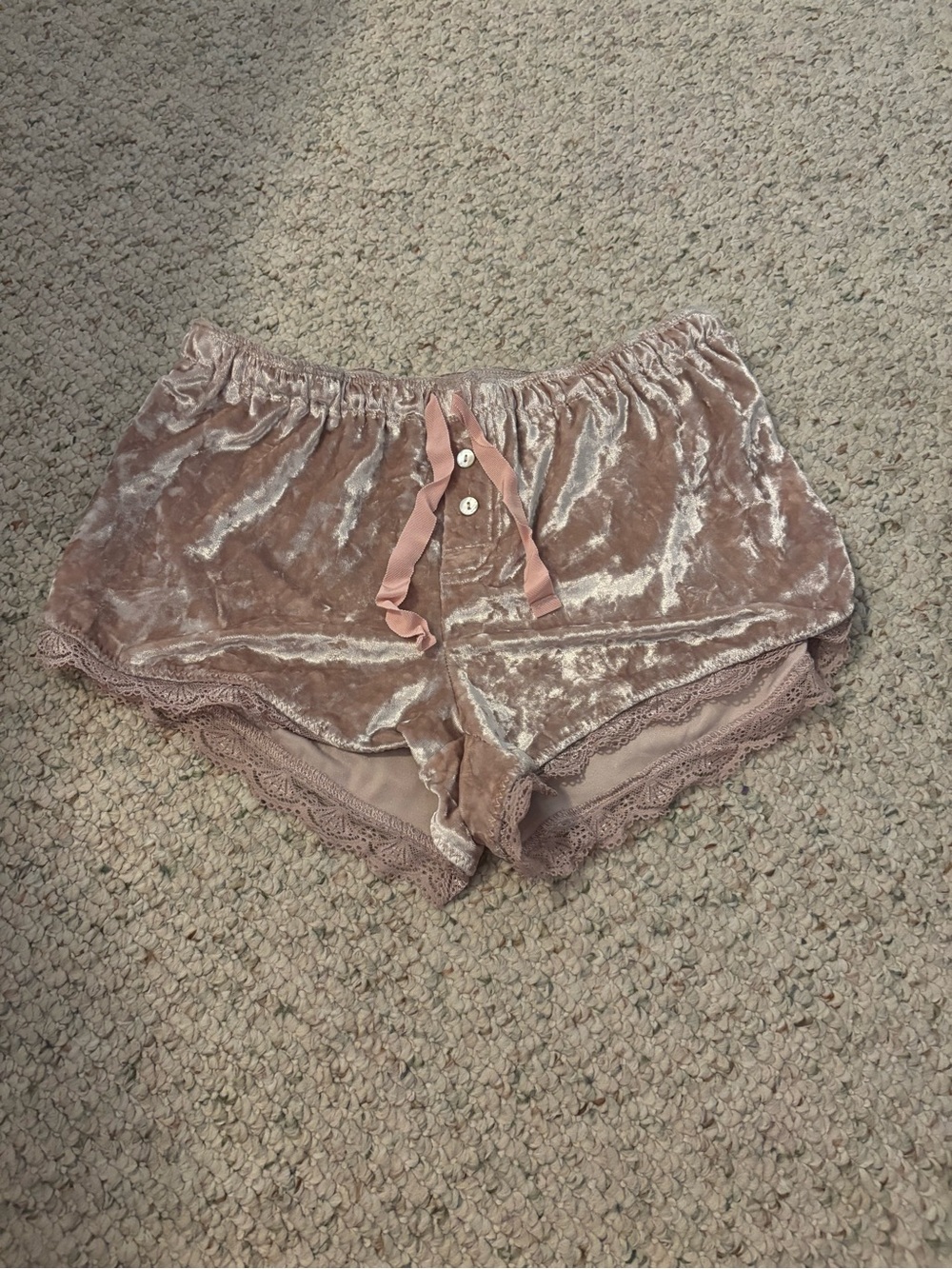 P.J. Salvage Dusty Rose Velvet Lace-Trim Sleep Shorts